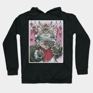 The Queen of Hearts Cat - White Outlined Version Hoodie